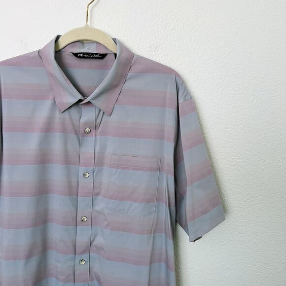 [Travis Mathew] Increments Blue Pink Striped Short Sleeve Button Down Shirt XL - Picture 9 of 13